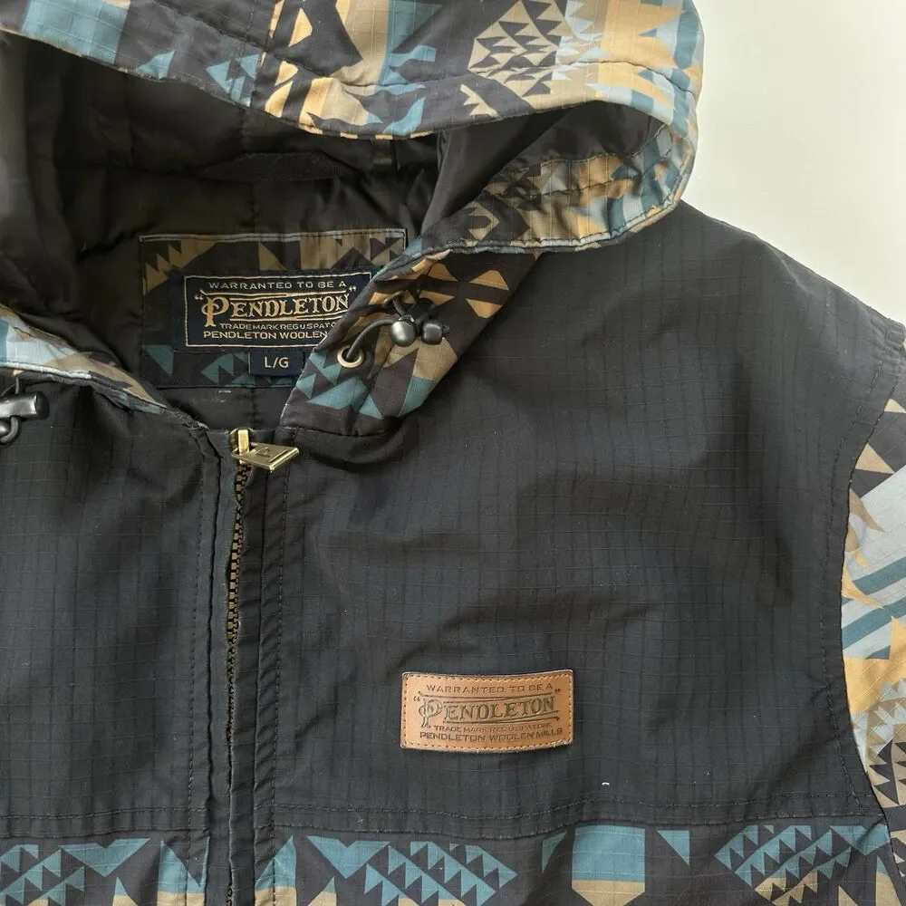 Pendleton Black & Blue Journey West Bow Pass Bomber Jacket Mens Large - Picture 3 of 10